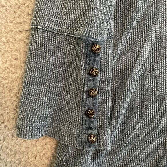 SOFT SURROUNDINGS Gwen Waffle Top Women's Medium Tapestry Blue Thermal Shirt - Picture 2 of 8